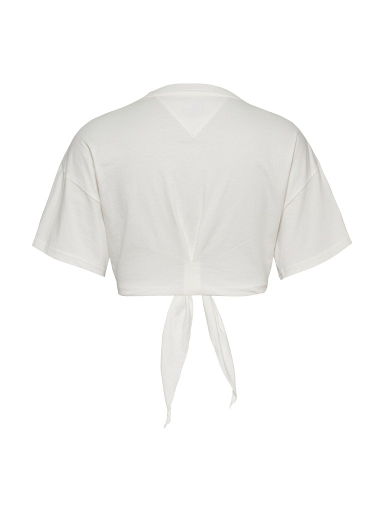 Tommy Hilfiger Rejeneratif Pamuk Beyaz Kadın Kısa Kollu Crop T-Shirt