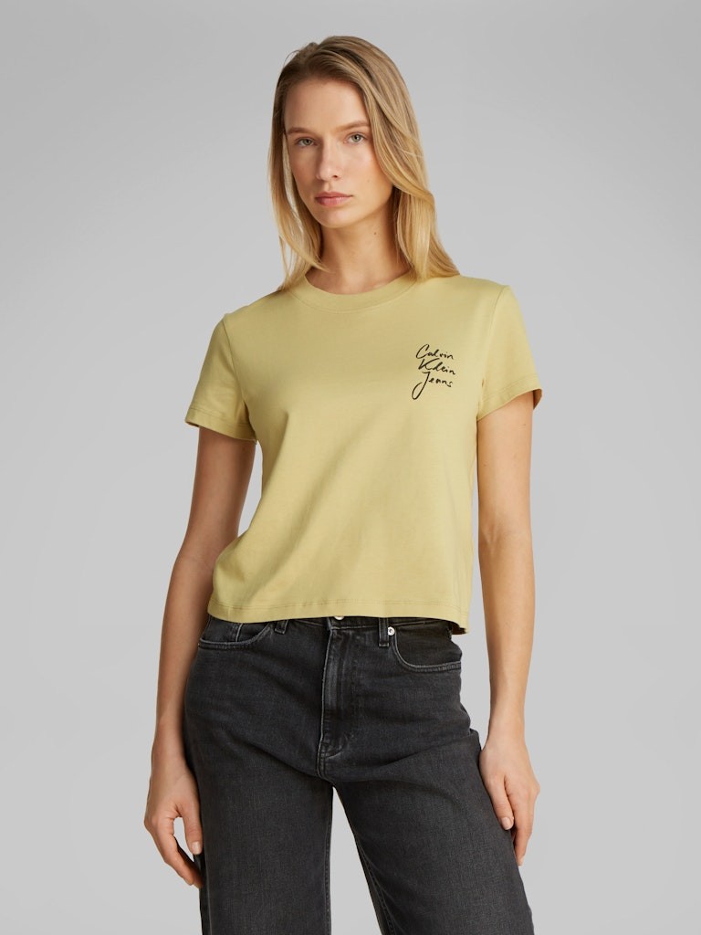 Calvin Klein Rejeneratif Pamuk Yeşil Kadın Kısa Kollu T-Shirt - J20J224984LHE