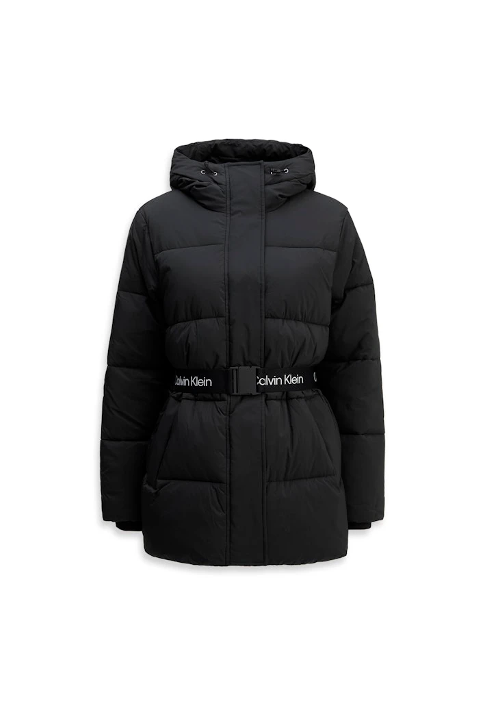 Calvin Klein Kadın Siyah  Puffer Kapşonlu Mont