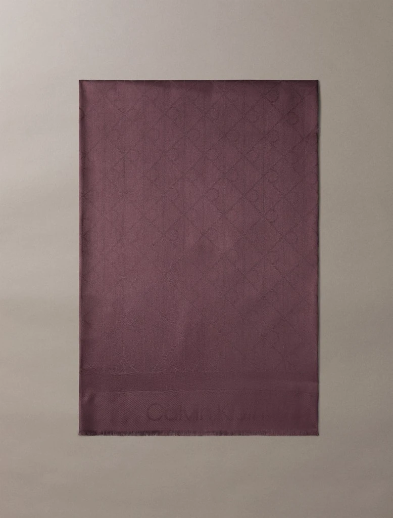 Calvin Klein Erkek Logolu Bordo Şal