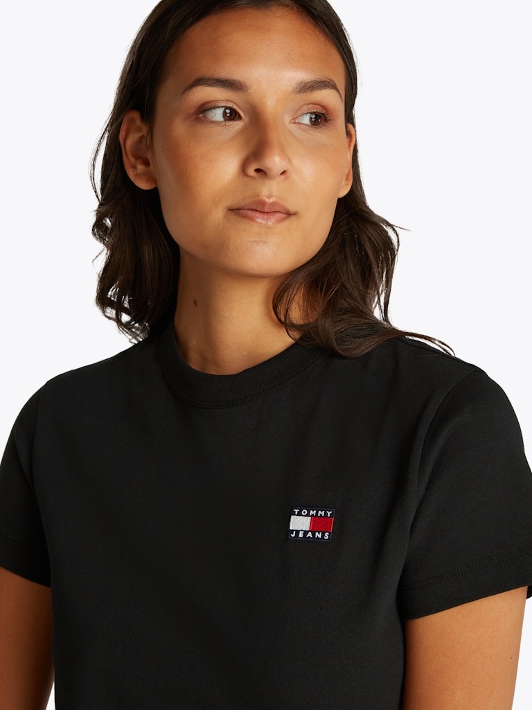 Tommy Hilfiger Rejeneratif Pamuk Siyah Kadın Kısa Kollu T-Shirt - DW0DW20153BDS
