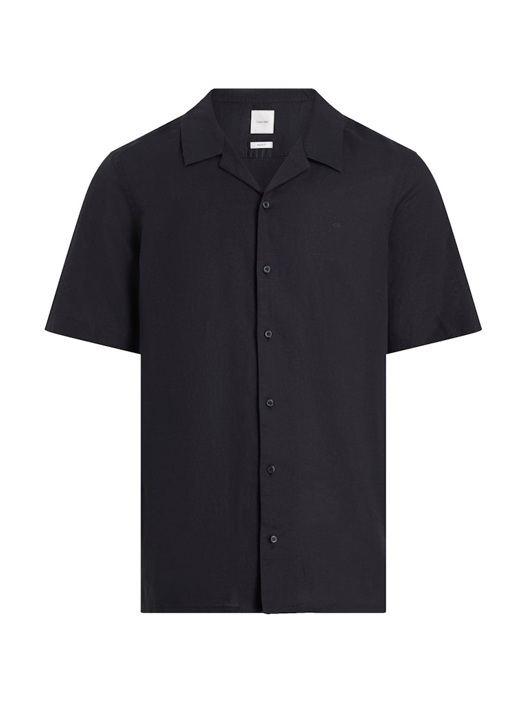 Calvin Klein Keten Siyah Erkek Kısa Kollu Gömlek - K10K114197BEH