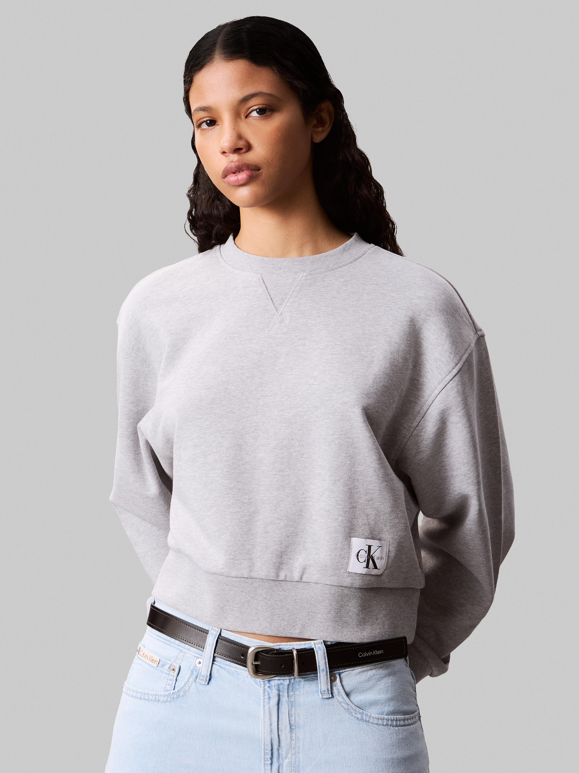 Calvin Klein Kadın Gri O Yaka Sweatshirt