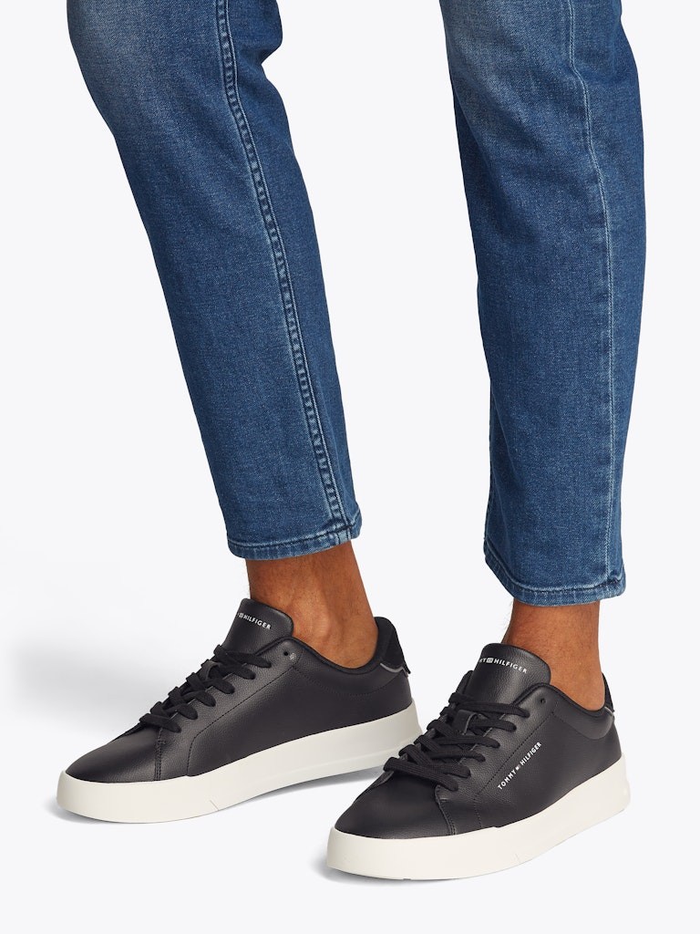 Tommy Hilfiger Deri Siyah Erkek Kısa Taban Sneakers - FM0FM05367BDS