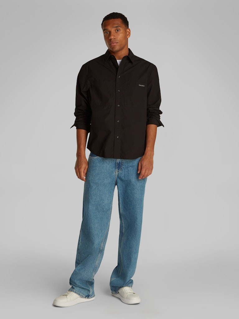 Calvin Klein Poplin Siyah Erkek Uzun Kollu Gömlek - J30J326721BEH
