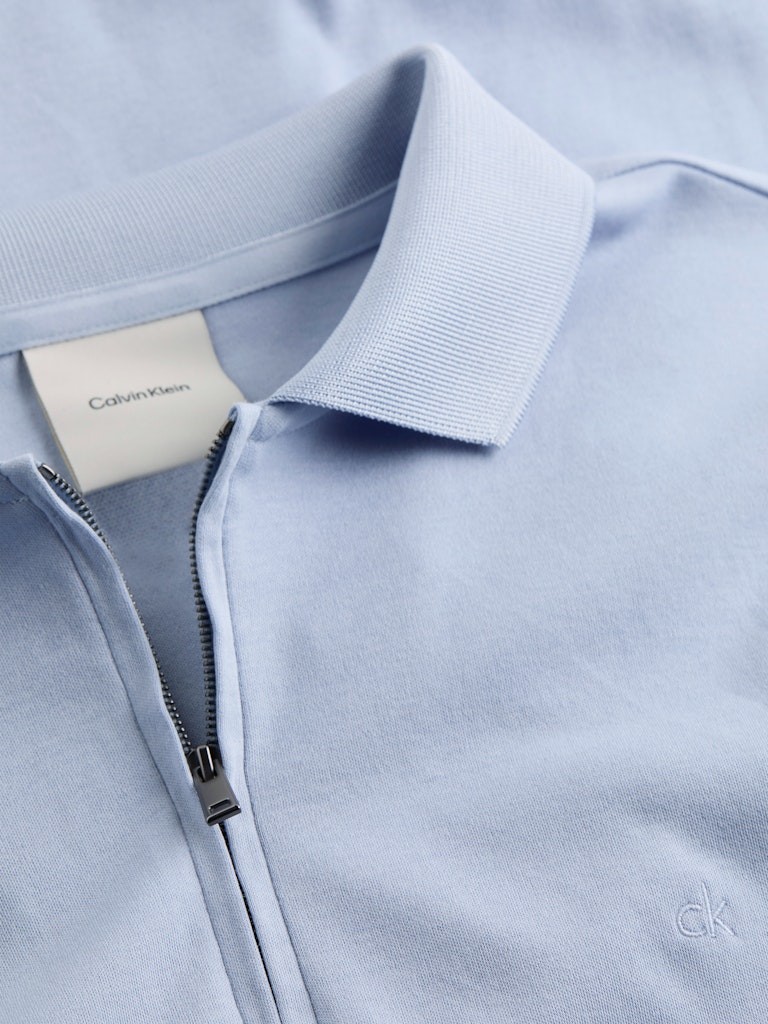 Calvin Klein Organik Pamuk Mavi Erkek Kısa Kollu Fermuarlı Polo Yaka T-Shirt - K10K112754DWE