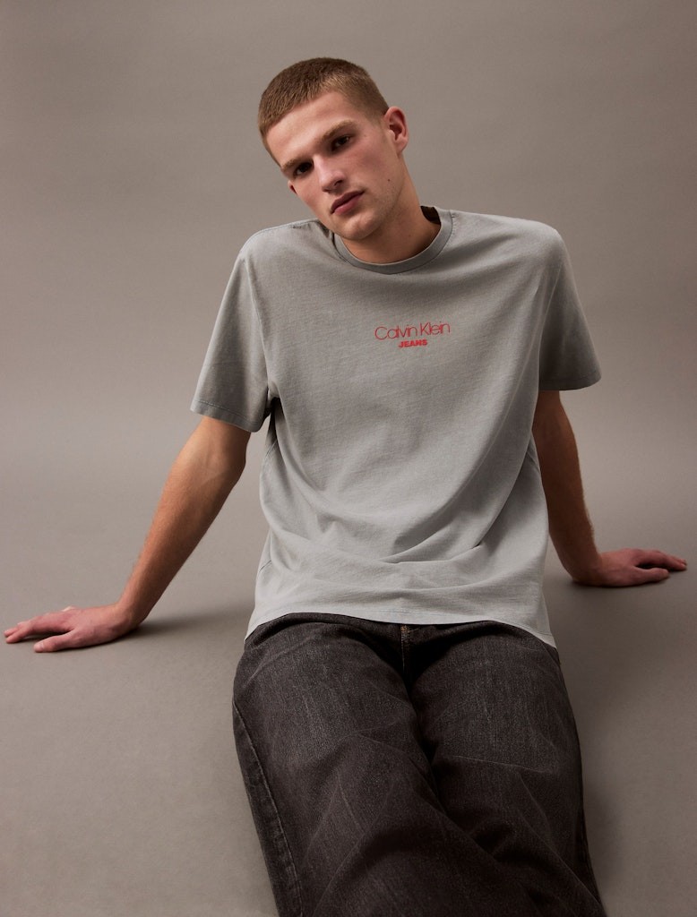 Calvin Klein Rejeneratif Pamuk Mavi Erkek Kısa Kollu T-Shirt - LV04RB824GCKM