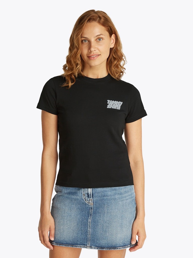 Tommy Hilfiger Rejeneratif Pamuk Siyah Kadın Kısa Kollu T-Shirt - DW0DW21338BDS