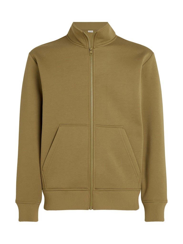 Calvin Klein Erkek Regular Fit Cep Detaylı Yumuşak İç Dolgulu Dik Yaka Haki Fermuarlı Sweatshirt - J30J326778LFF