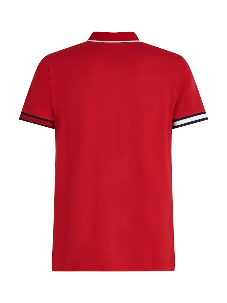 Tommy Hilfiger Organik Pamuk Kırmızı Erkek Kısa Kollu Düğmeli Polo Yaka T-Shirt