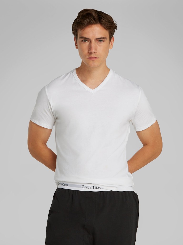 Calvin Klein Pamuk Beyaz Erkek V Yaka 3 lü Paket T-Shirt