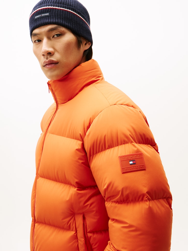 Tommy Hilfiger Erkek Kaz Tüyü Turuncu Puffer Mont