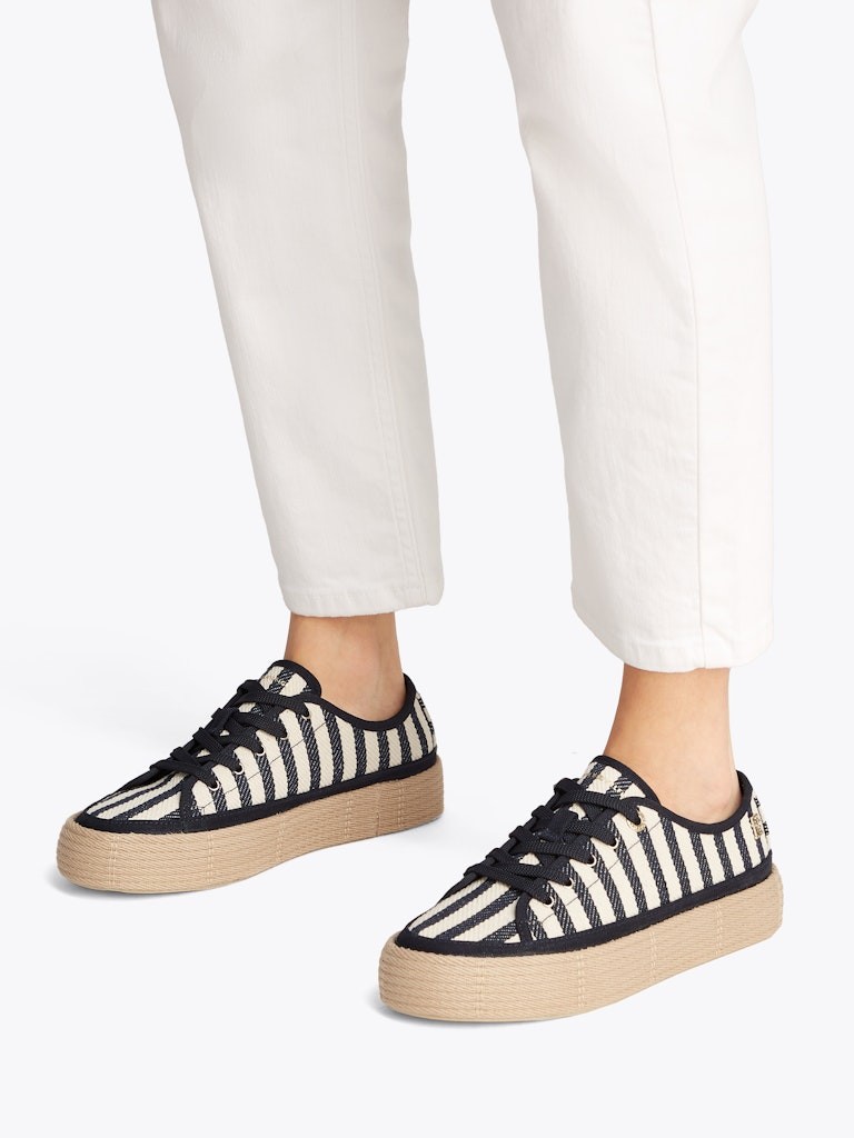 Tommy Hilfiger Pamuk Mavi Kadın Kısa Taban Sneakers - FW0FW086460GZ