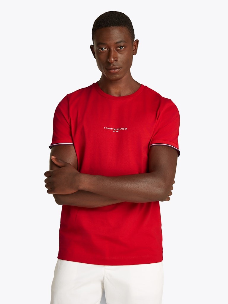Tommy Hilfiger Rejeneratif Pamuk Kırmızı Erkek Kısa Kollu T-Shirt - MW0MW32584XLD