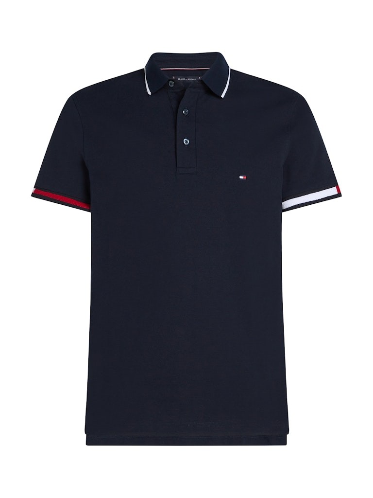Tommy Hilfiger Organik Pamuk Lacivert Erkek Kısa Kollu Düğmeli Polo Yaka T-Shirt - MW0MW38458DW5