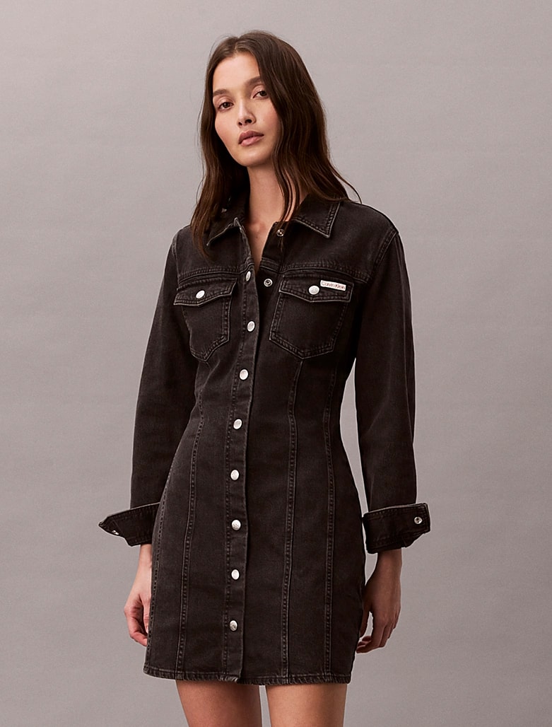 Calvin Klein Kadın Siyah  Kot  Elbise