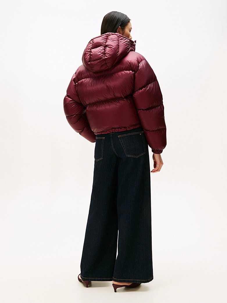 Tommy Hilfiger Kadın Bordo Kaz Tüyü Puffer Mont