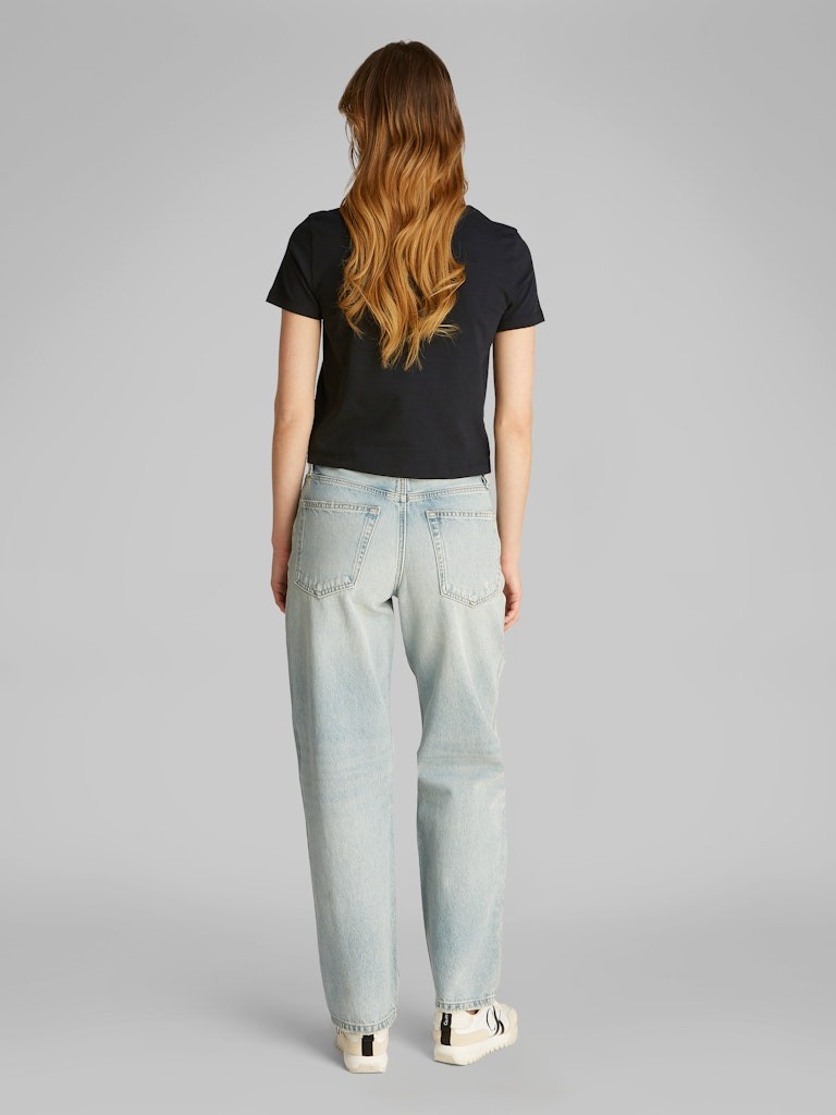 Calvin Klein Rejeneratif Pamuk Siyah Kadın Kısa Kollu Baby Tee T-Shirt - J20J225524BEH
