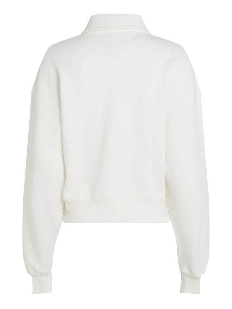 Tommy Jeans Kadın Polo Yaka Uzun Kollu Beyaz Sweatshirt - DW0DW20537YAC