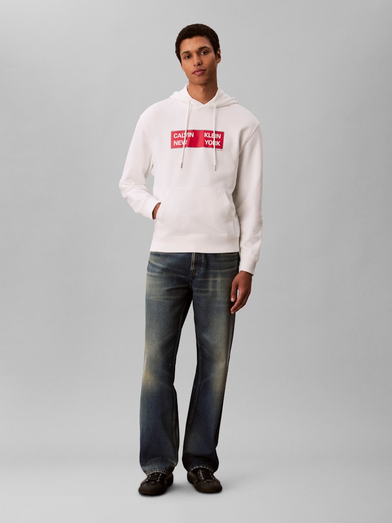 Calvin Klein Erkek Beyaz Kapşonlu Sweatshirt