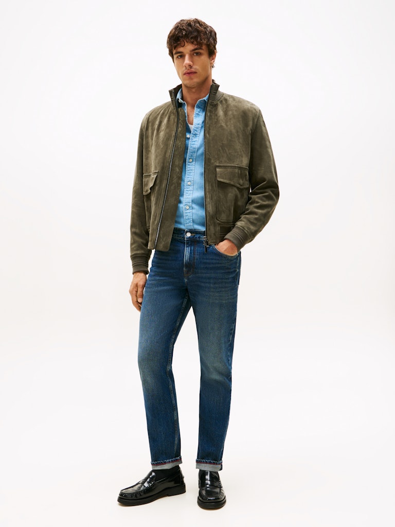 Tommy Hilfiger Erkek Mavi Düz Kesim Jean Pantolon