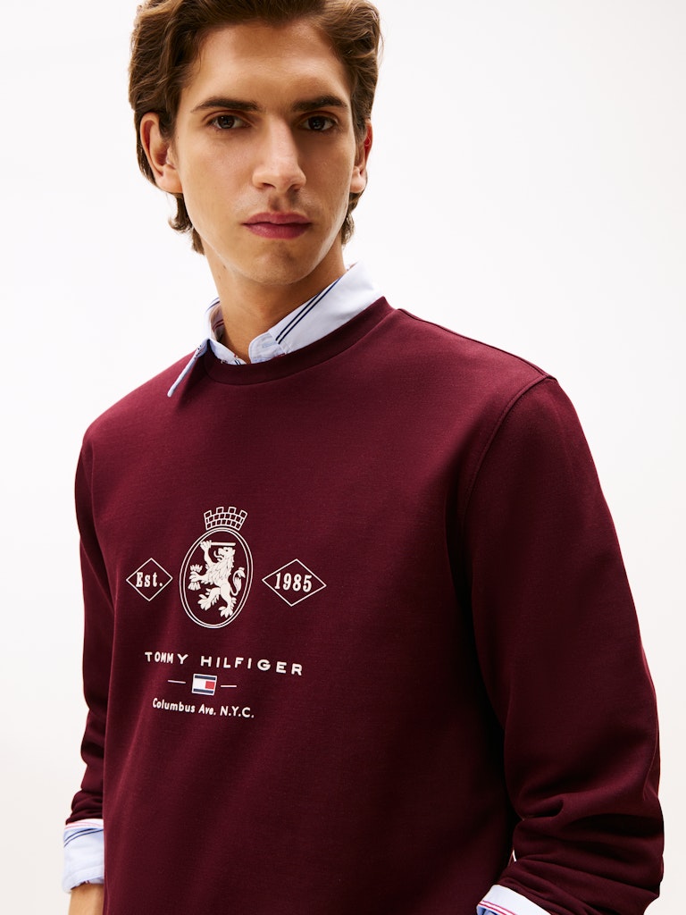 Tommy Hilfiger Erkek O Yaka Bordo Sweatshirt