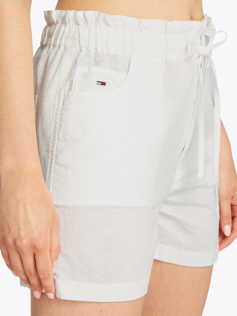 Tommy Hilfiger Keten Beyaz Kadın Yan Cep Şort - DW0DW20360YBL