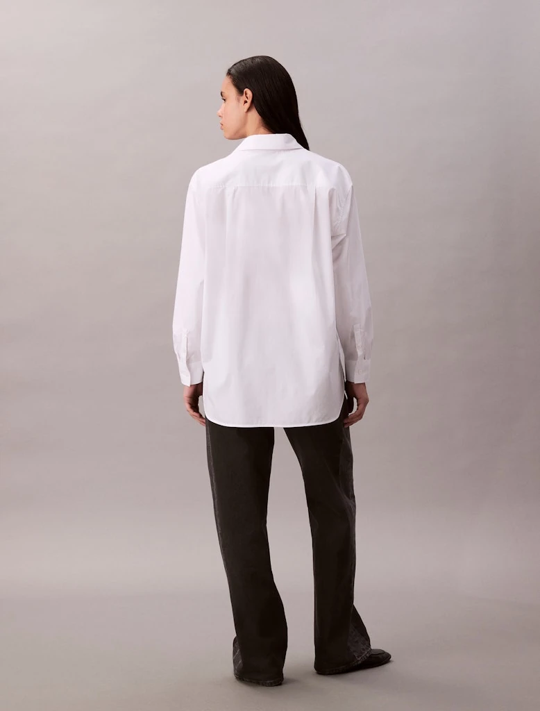 Calvin Klein Kadın Beyaz Poplin Rahat Kesim Gömlek
