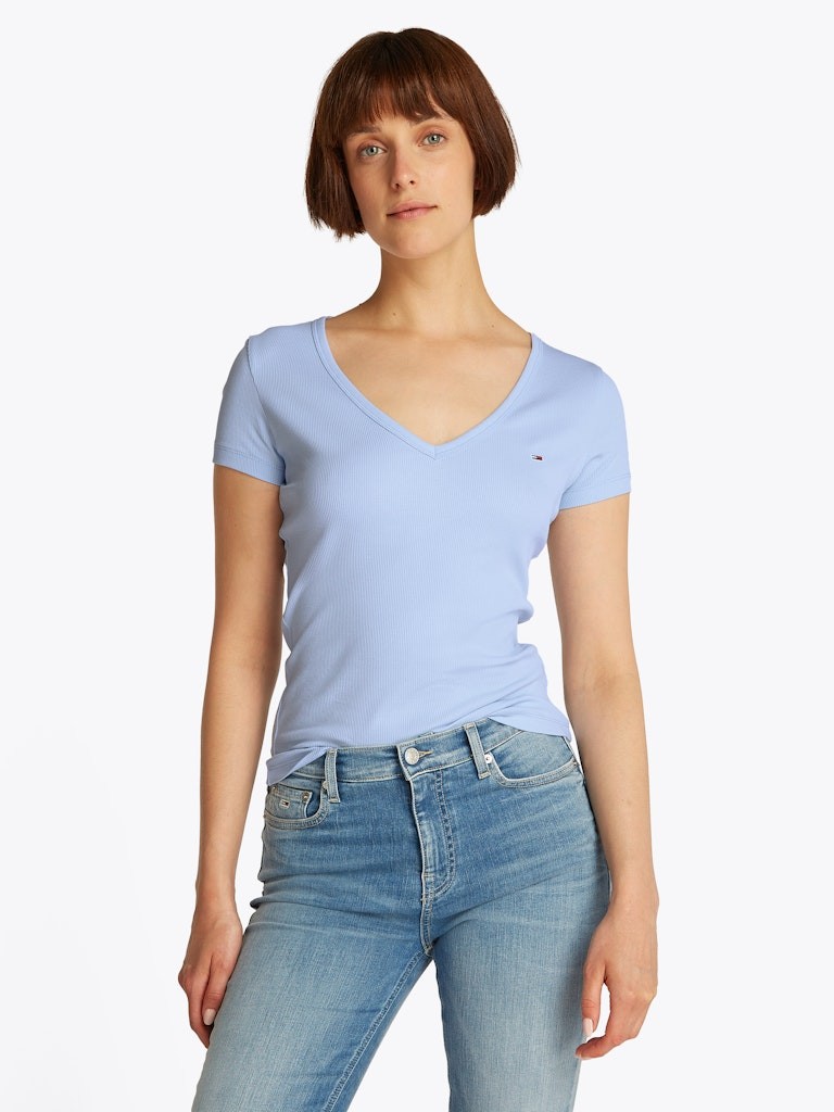 Tommy Hilfiger Rejeneratif Pamuk Mavi Kadın Kısa Kollu T-Shirt - DW0DW17385C3Q