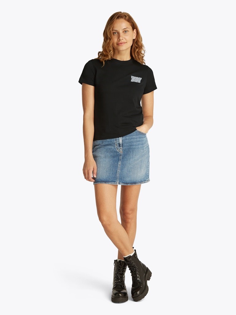 Tommy Hilfiger Rejeneratif Pamuk Siyah Kadın Kısa Kollu T-Shirt - DW0DW21338BDS