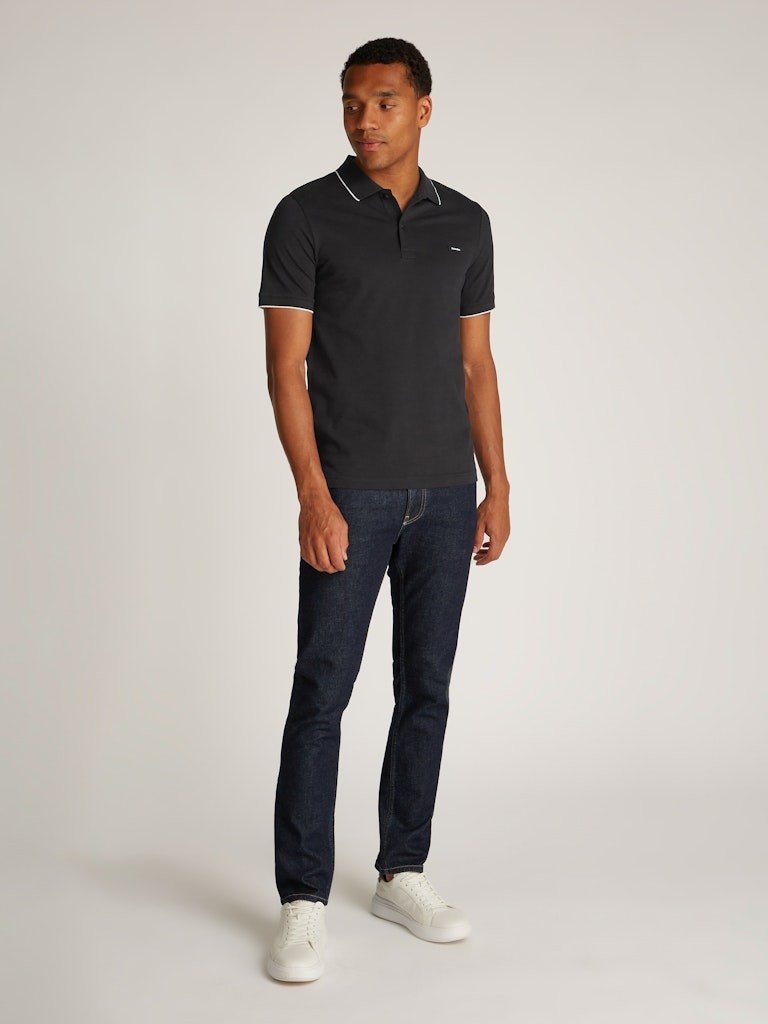 Calvin Klein Organik Pamuk Siyah Erkek Kısa Kollu Düğmeli Polo Yaka T-Shirt - K10K112751BEH