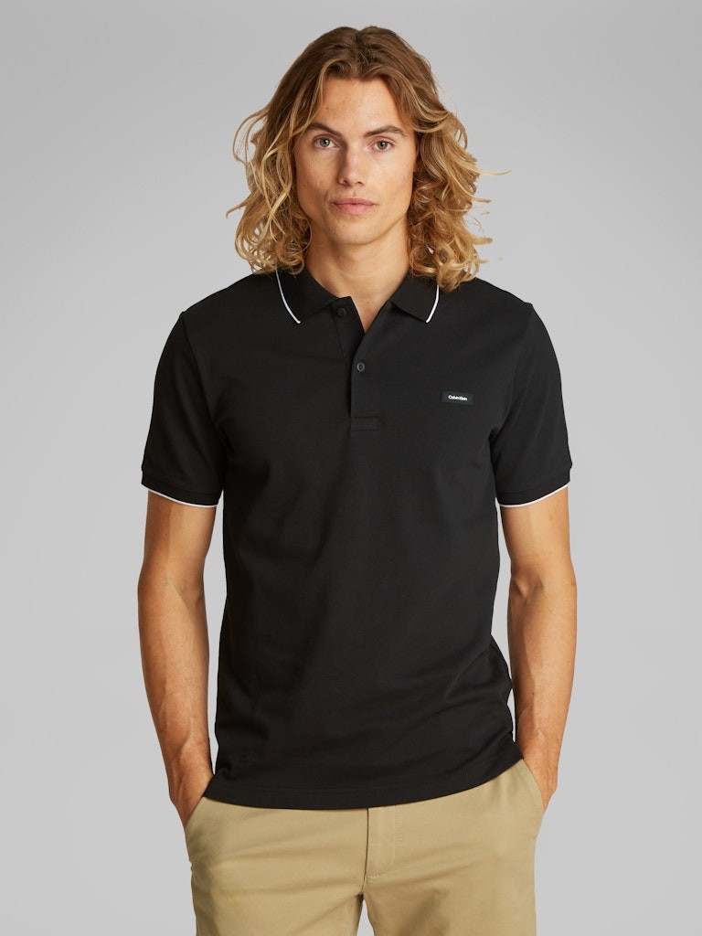 Calvin Klein Organik Pamuk Siyah Erkek Kısa Kollu Düğmeli Polo Yaka T-Shirt - K10K112751BEH