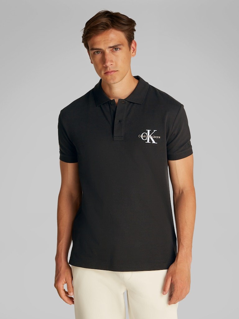 Calvin Klein Organik Pamuk Siyah Erkek Kısa Kollu Düğmeli Polo Yaka T-Shirt - J30J325664BEH