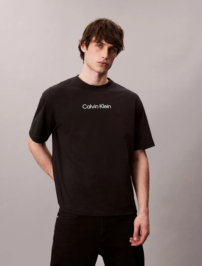 Calvin Klein Erkek Siyah Pamuk O Yaka Kısa Kolu T-Shirt