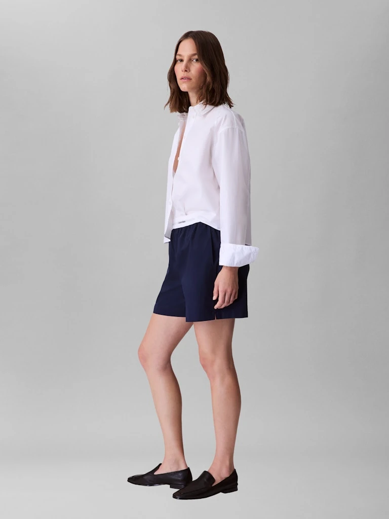 Calvin Klein Kadın Beyaz Poplin Rahat Kesim Uzun Kollu Gömlek