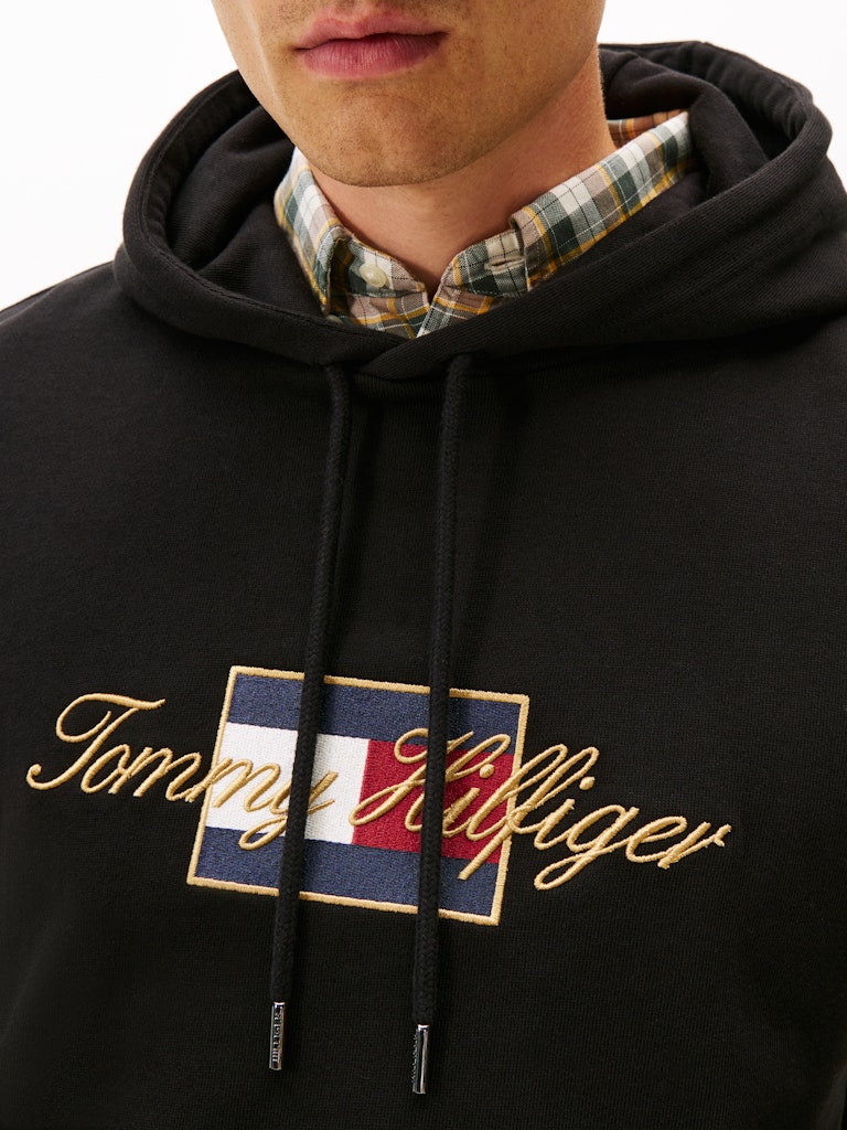 Tommy Hilfiger Erkek Kapşonlu Siyah Sweatshirt
