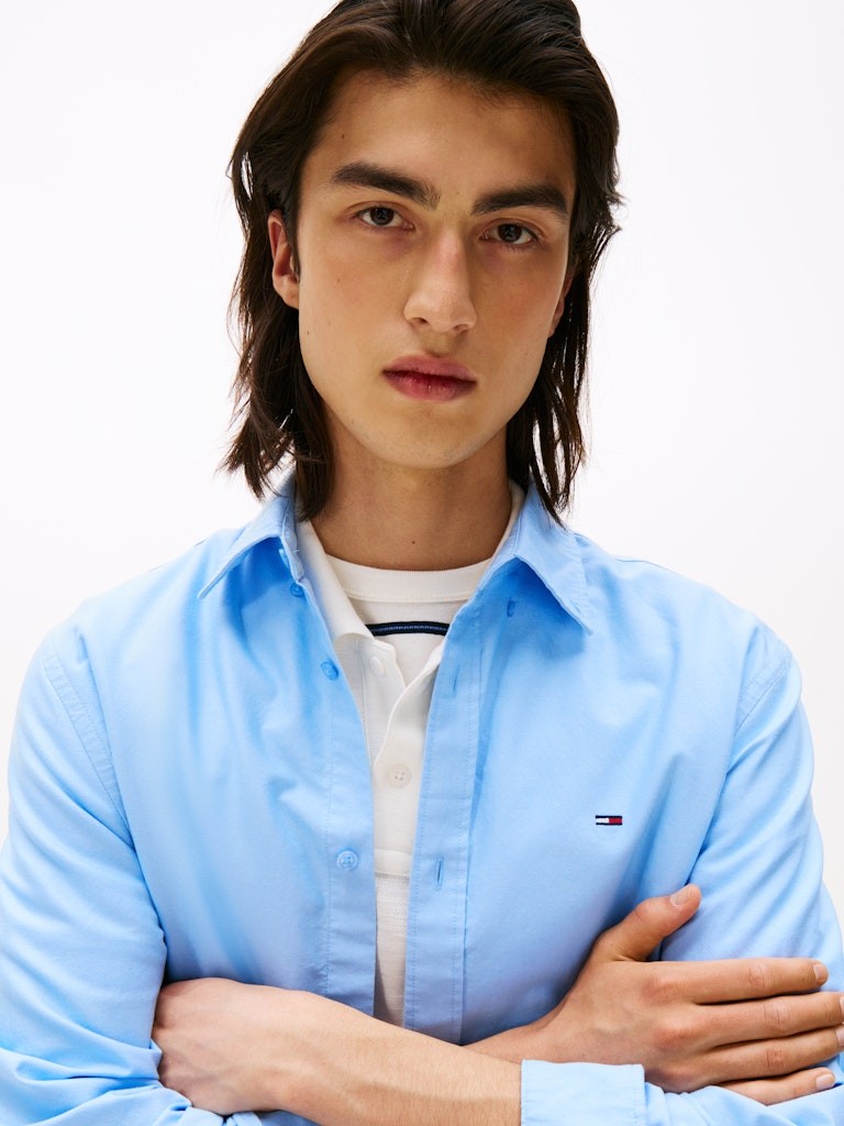 Tommy Hilfiger Erkek Mavi Oxford Uzun Kollu Gömlek