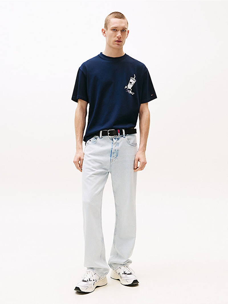 Tommy Hilfiger Erkek Relax Skater Backprint Mavi T-shirt