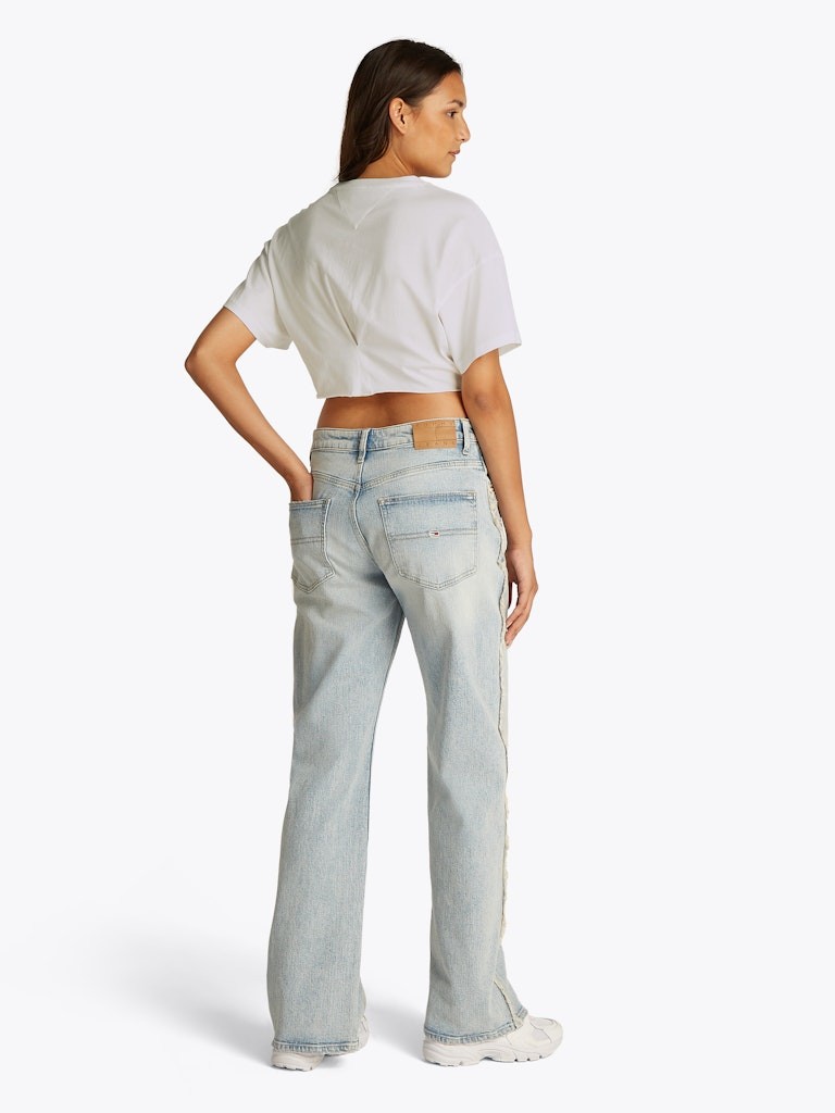 Tommy Hilfiger Rejeneratif Pamuk Beyaz Kadın Kısa Kollu Crop T-Shirt