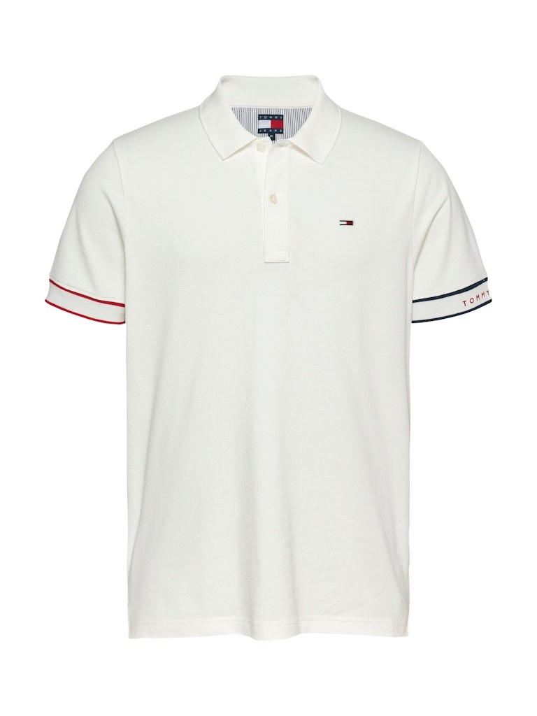 Tommy Hilfiger Rejeneratif Pamuk Beyaz Erkek Kısa Kollu Düğmeli Polo Yaka T-Shirt - DM0DM21306YBL