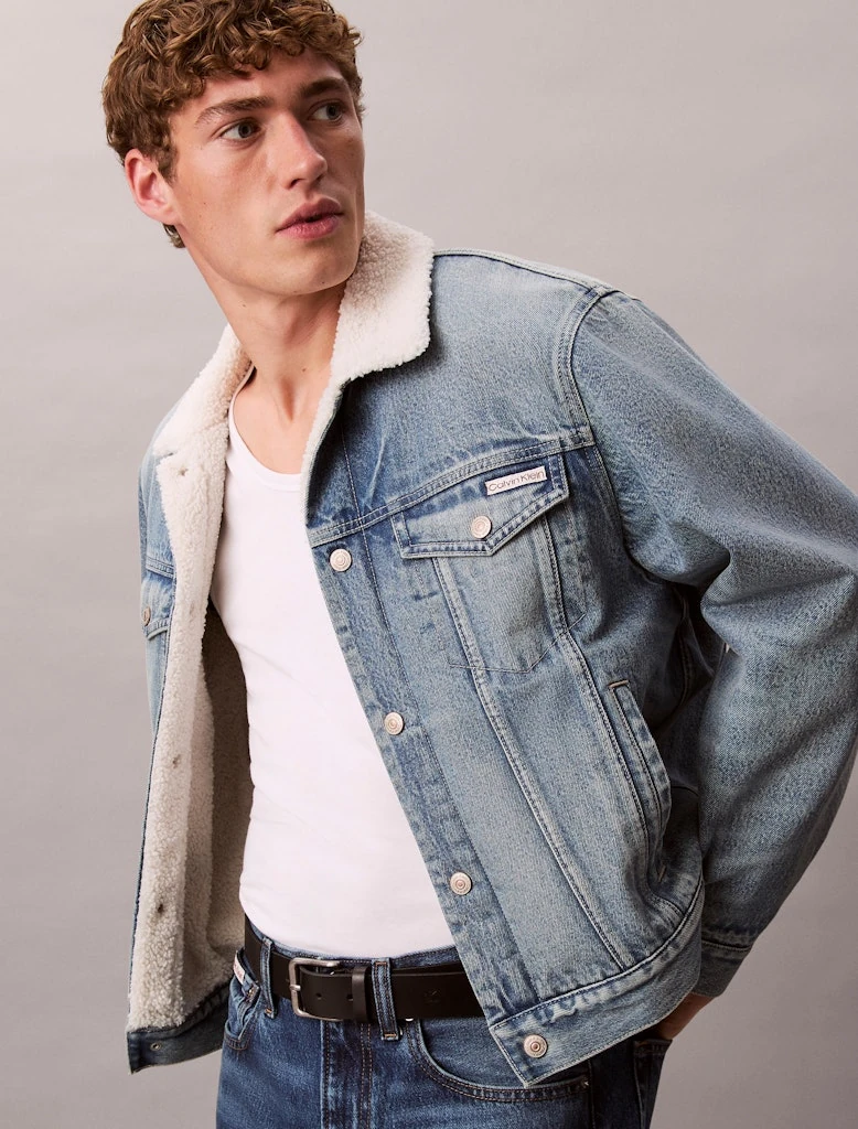 Calvin Klein Erkek Mavi Denim Kot Mont