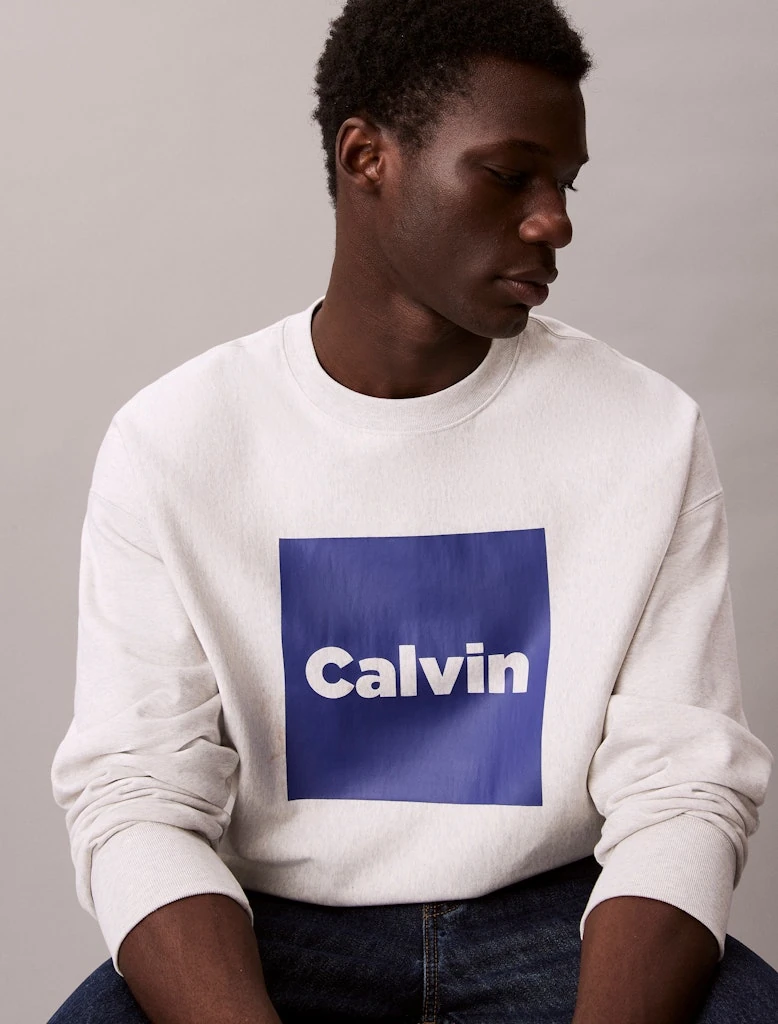 Calvin Klein Erkek Beyaz O Yaka Sweatshirt