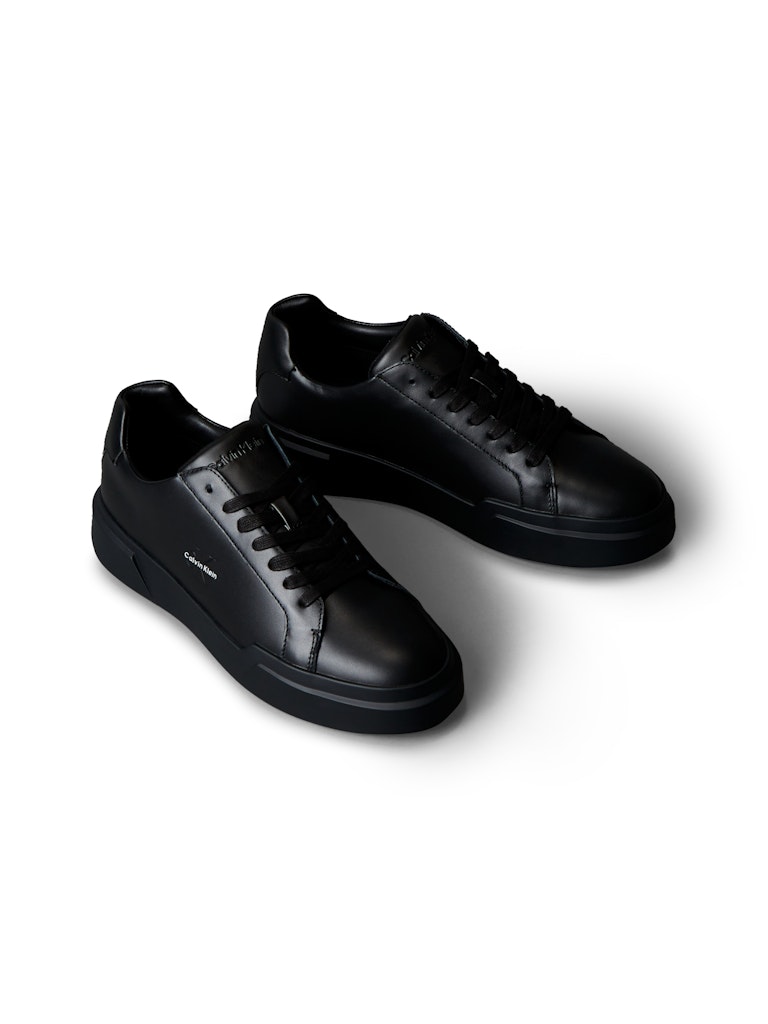 Calvin Klein Erkek Siyah Deri Kısa Taban Chunky Sneakers