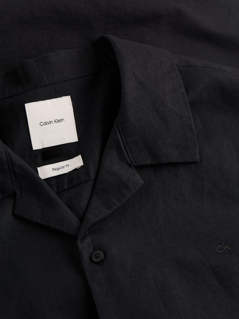Calvin Klein Keten Siyah Erkek Kısa Kollu Gömlek - K10K114197BEH