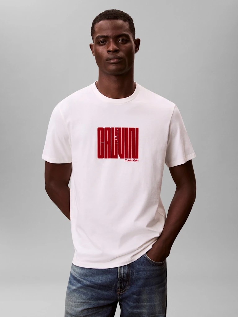 Calvin Klein Erkek Beyaz Pamuk O Yaka Kısa Kolu T-Shirt