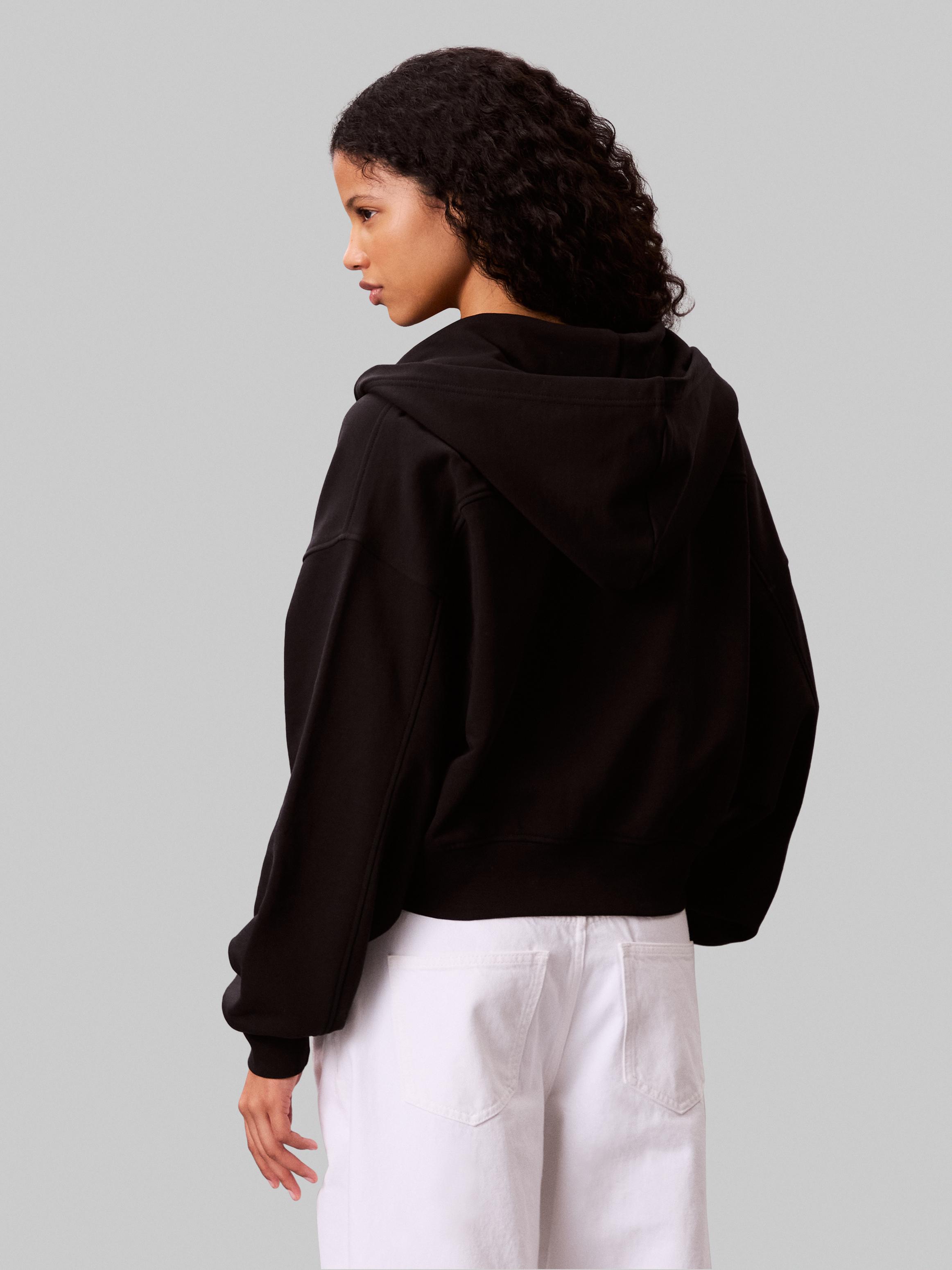 Calvin Klein Kadın Siyah Tam Fermuarlı Sweatshirt
