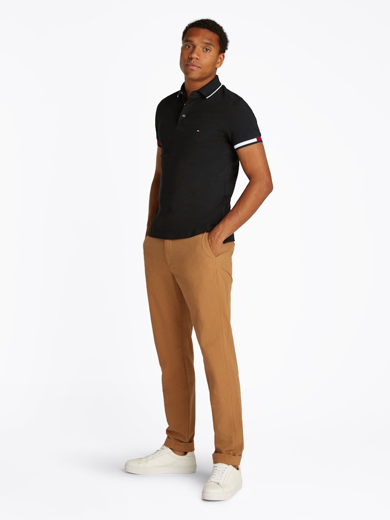 Tommy Hilfiger Organik Pamuk Siyah Erkek Kısa Kollu Düğmeli Polo Yaka T-Shirt - MW0MW38458BDS