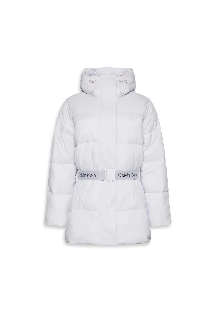 Calvin Klein Kadın Beyaz  Puffer Kapşonlu Mont