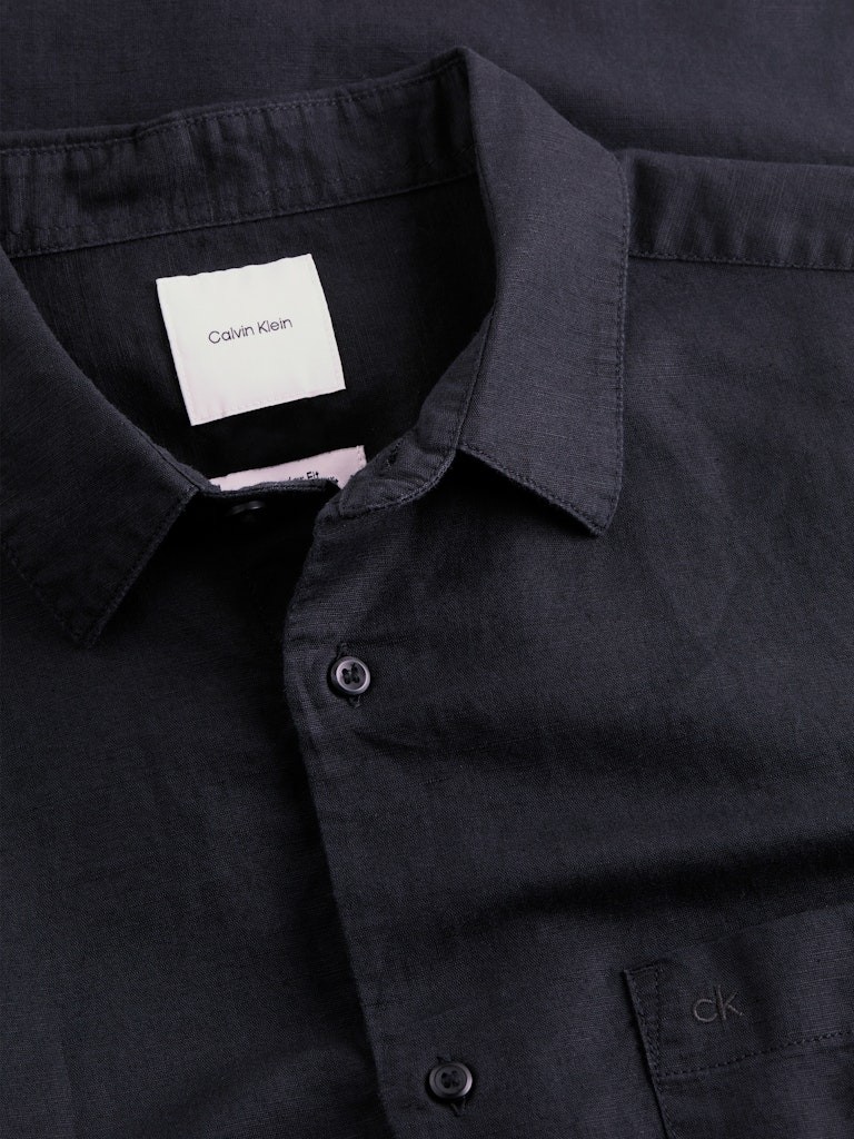 Calvin Klein Keten Siyah Erkek Uzun Kollu Gömlek - K10K114488BEH