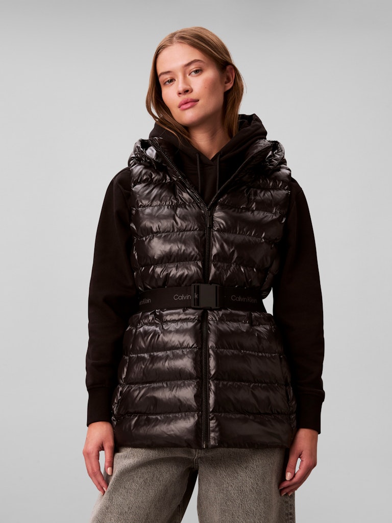 Calvin Klein Kadın Puffer Kapşonlu Siyah Yelek